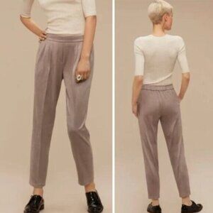 NWT BABATON Aritzia Cohen Faux Vegan Suede Pants Pull On Pleated Trousers Sz 8